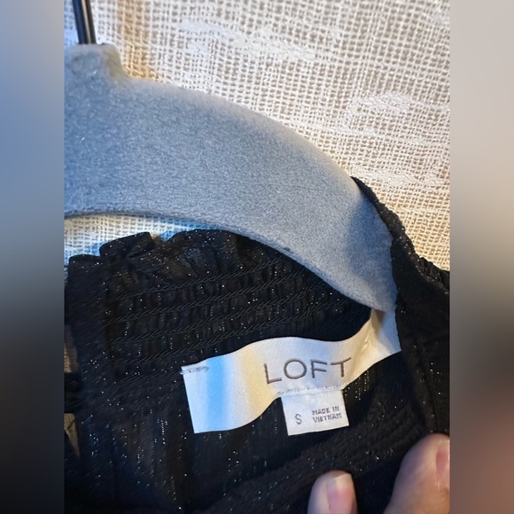 The Loft Sheer Tiered Long Sleeve Black Sparkle Dress Size‎ Small - Picture 4 of 7